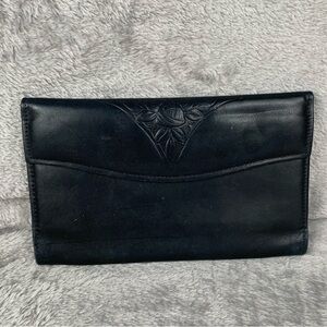 Rolfs Women's Wallet Clutch Genuine Cowhide Checkbook Organizer Card Slots Black